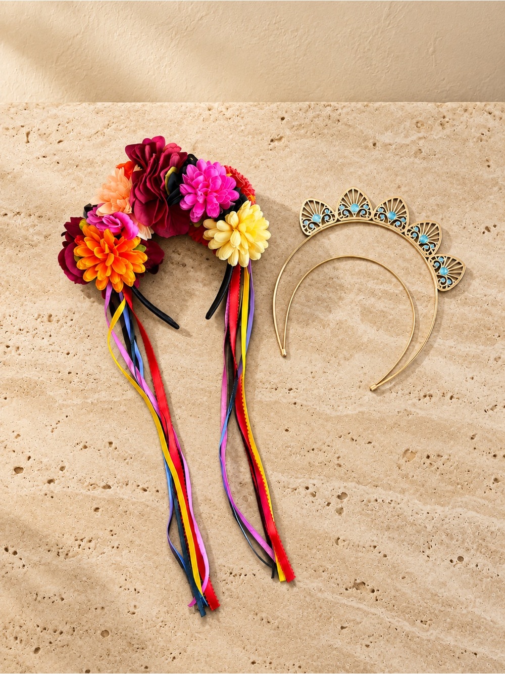 Girls Floral Headband with Ribbon Streamers - Multicolor